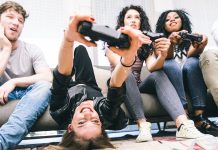 Group of Friends Playing Video Games