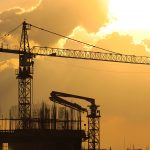 Building Under Construction with Crane