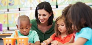 Elementary School Students and Teacher