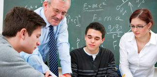 High school students with teacher learning math