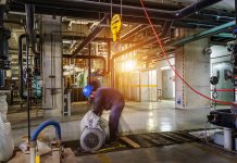 Worker in a manufacturing facility
