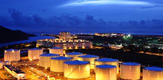 Oil tank farm at port