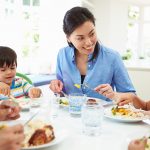 Family eating dinner