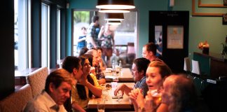 People dining in restaurant
