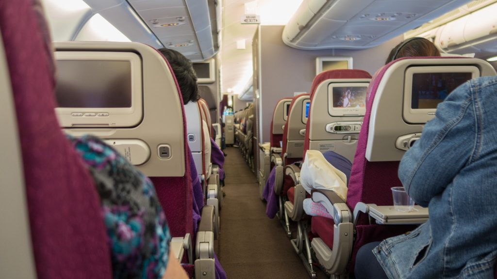 Flying in an airplane