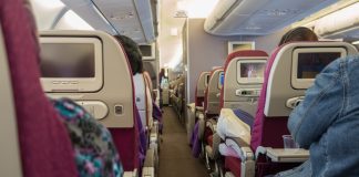 Flying in an airplane