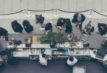 People waiting to order at restaurant