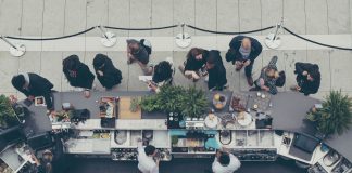 People waiting to order at restaurant