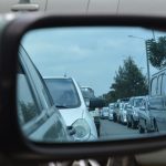 Car traffic in mirror