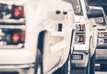 Pickup trucks in traffic