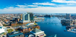 Baltimore Aerial with Patapsco River / Waterfront