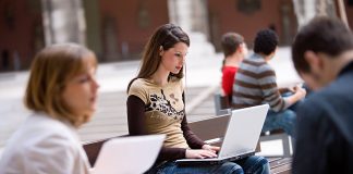 College students working