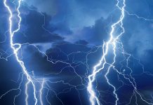 Lightning during storm at night