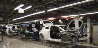 Cars on the production line