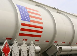 liquid transport pipe with US flag