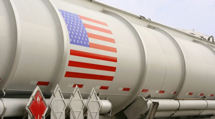 liquid transport pipe with US flag